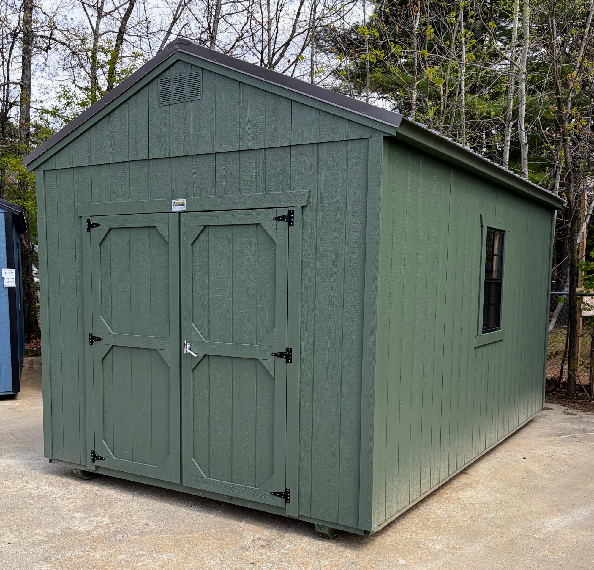 Utility 10x16 storage shed on the Bedford, NH lot at 400 Boynton Street